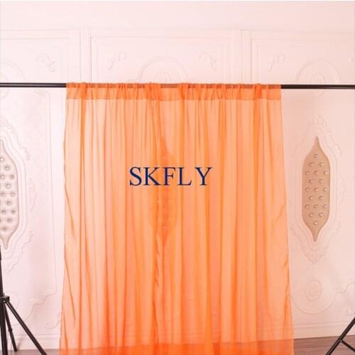 BC002R factory custom made cheap wedding orange soft sheer voile curtain panels with rod pocket