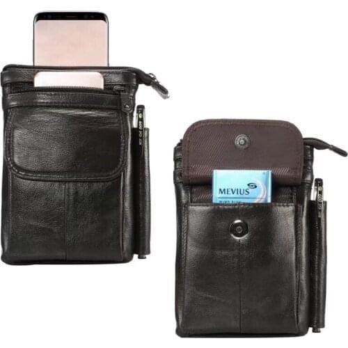 Genuine Cow Leather Hook Loop Clip Shoulder Belt Phone Case For Huawei P20 Mate 10 20 Lite,Mate 20 X Mate 9 8 Pro,P Smart+(2019)