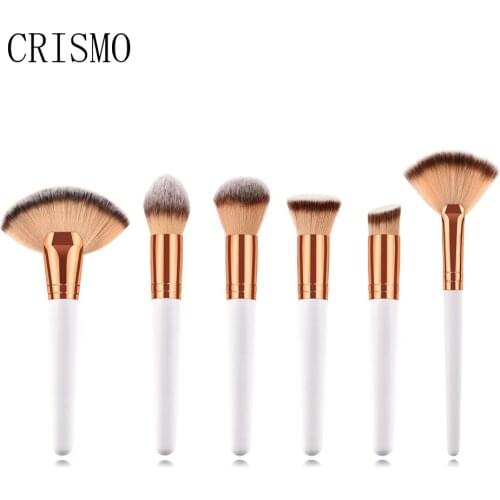 CRISMO 6PCS Makeup Brush Kit Soft Synthetic Hair Wood Handle Make Up Brushes Foundation Powder Blush Cosmetic Makeup Tools