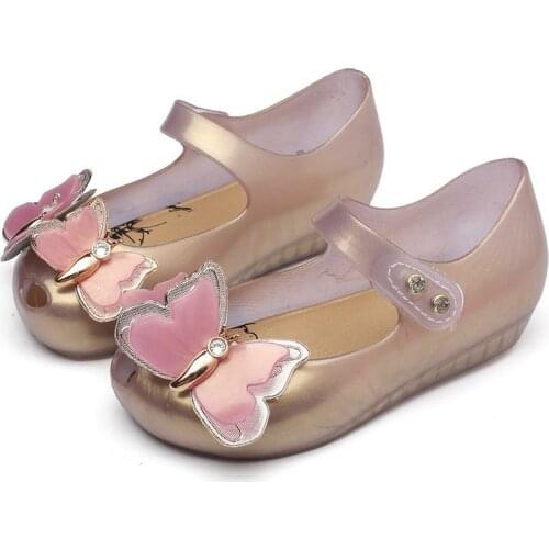 Melissa Baby Shoes Summer Mini Butterfly baby Girl sandals Children Jelly Shoe Girl Non-slip Kids Toddler Beach Sandals SH19075