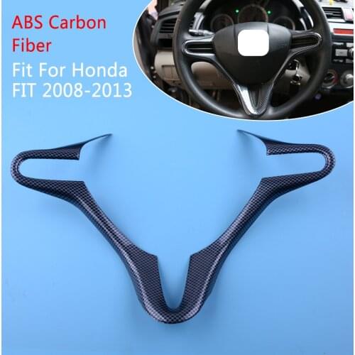 DWCX Black Carbon Fiber Style Car Inner Steering Wheel Cover Trim Frame Moulding Fit For Honda FIT 2008 2009 2010 2011 2012 2013