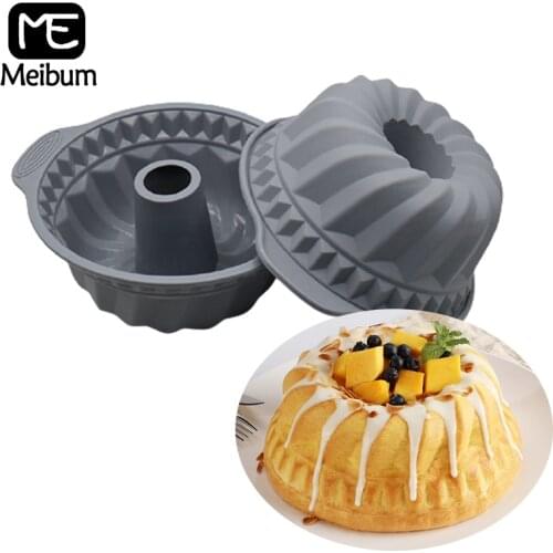 Meibum 9 Inch Savarin Cake Molds Chiffon Pastry Dessert Baking Tool Wave Pattern Chimney Silicone Mould Handmade Bread Bakeware
