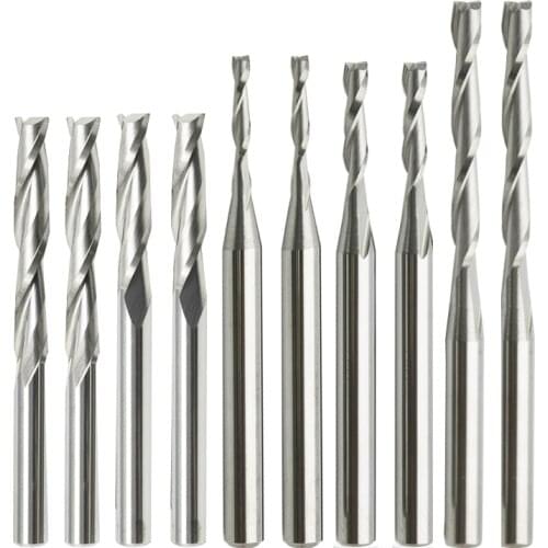 10pcs/lot 3.175 X 32mm Carbide CNC Two Flute Spiral Bits for Cutting Router End Mill CUTTER Tool From Factory Free Ship