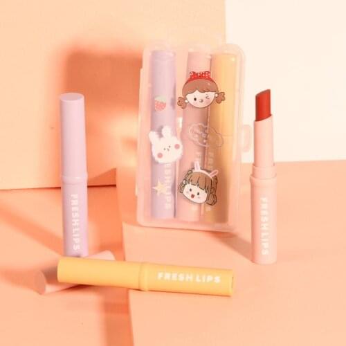 3Pcs/Set Lipstick Cute Light Misty Velvet Matte Lipstick Waterproof Long Lasting Lip Tint Glaze Pen Beauty Makeup Cosmetic TSLM1