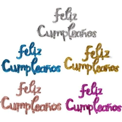 Spanish Happy Birthday Letters Balloons Lowercase Conjoined Alphabet Foil Globos Birthday Party Decoration Banner Baby Shower