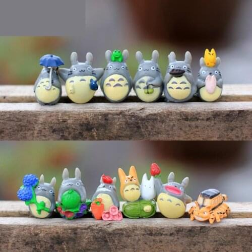 12pcs cool Ornaments Moss Micro Totoro Cat Dolls Landscapes Ornamental Accessories For Mini Garden Crafts