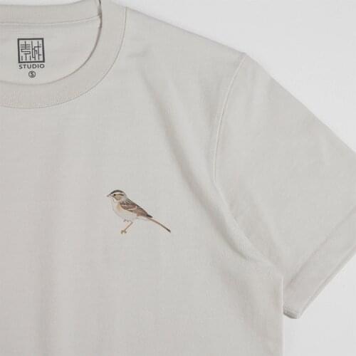 Summer T-Shirt Men And Women 270G Heavy Weight Pure Cotton Couple Short-Sleeved Distressed Vintage Sparrow Printing Fashion Tops