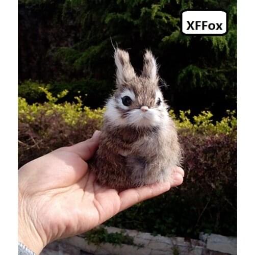 Small real life khaki rabbit model plastic&furs cute rabbit doll home decoration gift about 12x8cm xf1949