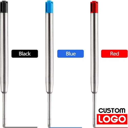 10pcs Metal Ballpoint Pen Refills Blue Red Black Ink Medium Roller Ball Pens Refill for Parker School Office Stationery Supplies