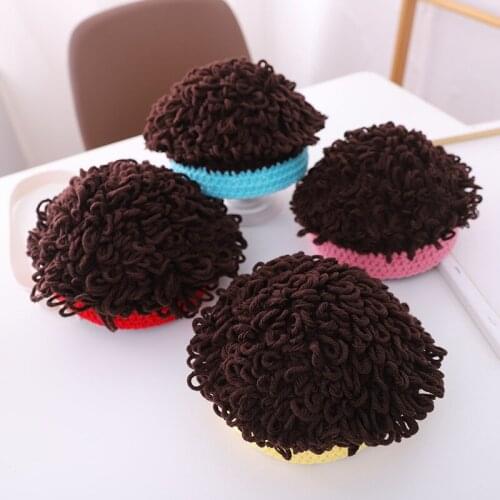 Fashion Baby Wig Hat Baby Wig Funny Warm Personality Boy Handmade Woolen Hat Exploding Head Curly Hair Children Wig Hat