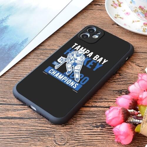 For iPhone Tampa Bay Cup Hockey Winners 2020 Shirt Lightning Print Soft Matt Apple iPhone Case