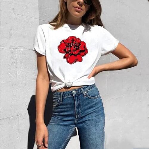 Red Rose Flower Ironing on Heat Transfer A-level Washable Patches Stickers for Clothes T-shirts DIY Appliques Wholesale Patches