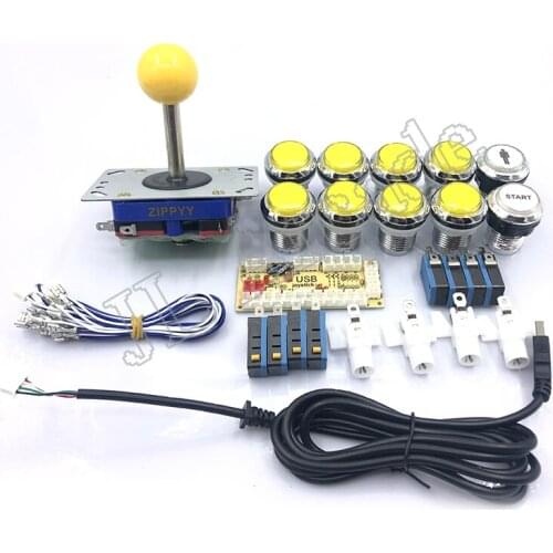 Zero Delay Arcade cabinet DIY kit for 5V LED chrome push button ZIPPY Joystick 1 player COIN button USB to PC / Raspberry Pi