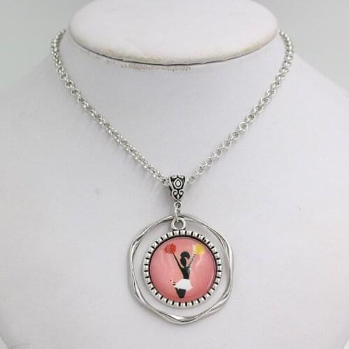 New Arrival Cheer Necklace Cabochon I love Cheering Chearleader Pendant Necklace Women Jewelry Gifts