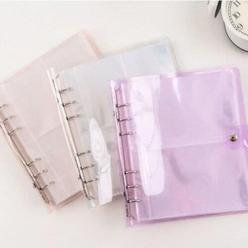 3/5Inch 100 200 Pockets Glitter PVC Binder Photo Album Transparent Notebook Organizer Large 6-hole Loose Leaf Plug-in Card Album