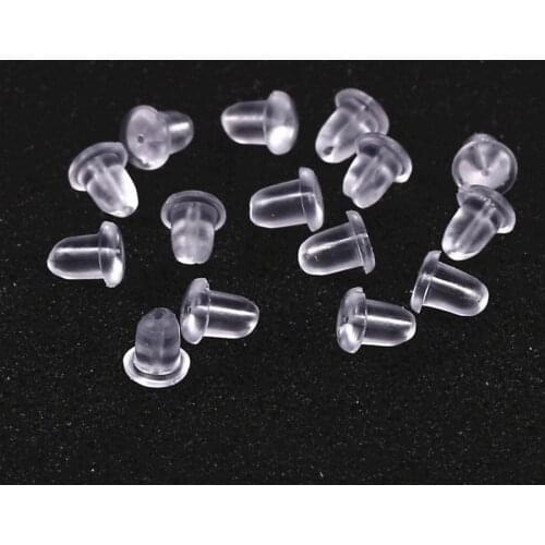 200pcs/lot Simple Clear Rubber Stud Earring Stoppers Silicone Round Ear Plugging Blocked Earring Backs Stoppers Ear Accessories