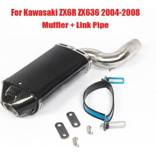 Motorcycle Exhaust System Connection Link Pipe Middle Tube Muffler Escape Tip for Kawasaki Ninja ZX6R ZX636 2004-2008