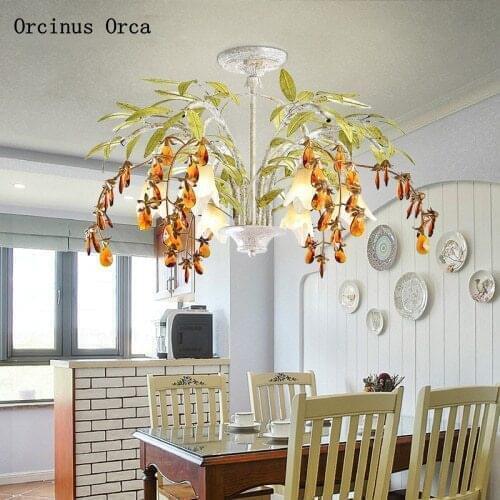 Mediterranean romantic decorative leaf chandelier living room dining room bar American Garden Crystal White Chandelier