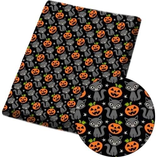 Printed Polyester Cotton Fabric By The Meter Halloween Pumpkin Cloth Fabrics DIY Craft Patchwork Quilting Home Textile Sewing