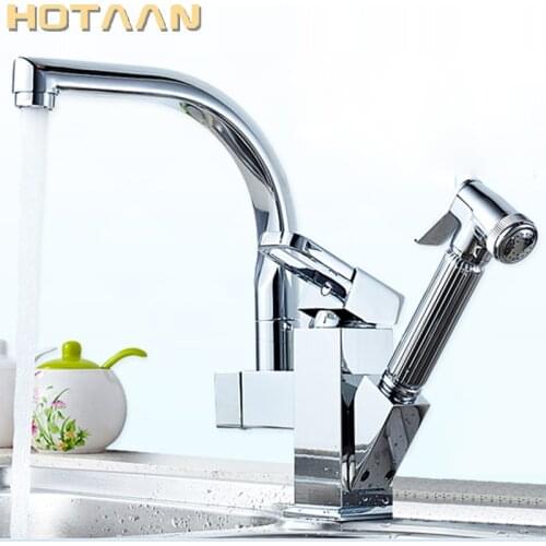 Pull Out Kitchen Faucet Chrome Plated Finish Dual Sprayer Nozzle Cold Hot Water Mixer Brass Bathroom Faucet Torneira Cozinha