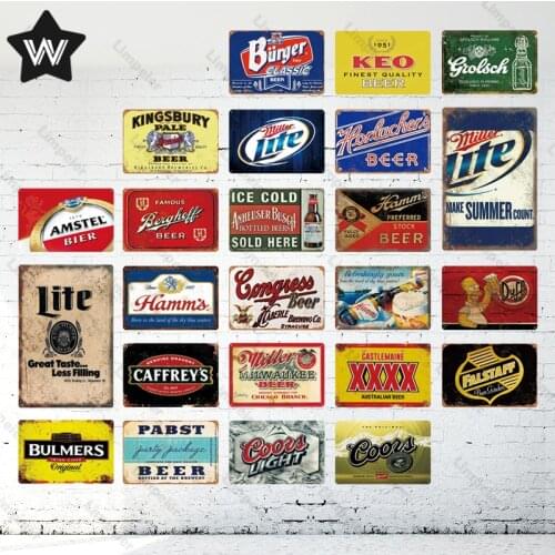 Pabst Beer Metal Tin Sign Vintage Wall Sticker Bulmers Metal Plaque Tin Plate Retro Style Metal Plate for Man Cave Bar Pub Decor