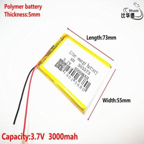 10pcs Liter energy battery Good Qulity 3.7V,3000mAH,505573 Polymer lithium ion / Li-ion battery for TOY,POWER BANK,GPS,mp3,mp4