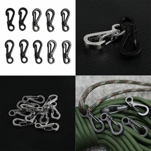 10Pcs Mini Stainless Steel Keychain Snap Clip Hook Carabiner D-ring Buckle Dural