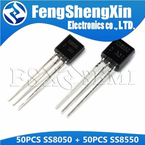 100pcs 50PCS SS8050 + 50PCS SS8550 TRANSISTOR NPN PNP TO-92 IC