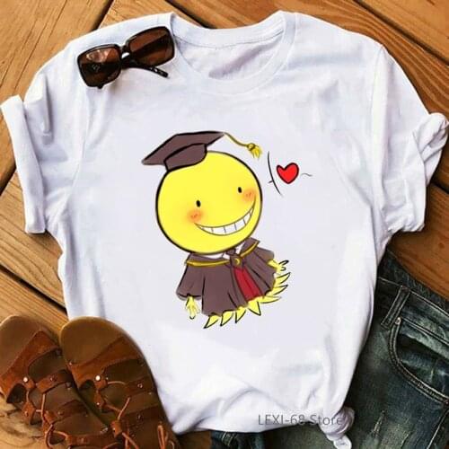 2021 funny Assassination Classroom Anime print t shirt women white tshirt femme Korosensei face female t-shirt summer tops