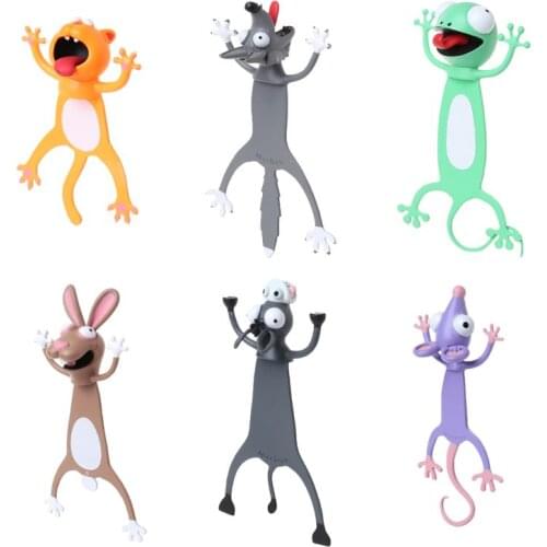3D Stereo Cartoon Lovely Animal Bookmark Cute Cat Rabbit Funny Student Kids Gift