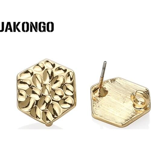JAKONGO Golden Color Hexagon Earring Base Connectors For Making DIY Handmade Earring Accessories Earring Hook 16*14mm 6pcs