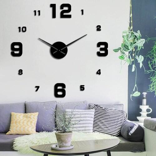 Frameless Modern Arabic Numerals DIY Wall Art Clock Personalized 3D With Mirror Effect Numbers Stickers Clock Watch Quiet Sweep