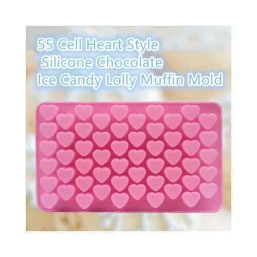 Free Shipping 55 Cell Heart Style Silicone Chocolate Ice Candy Lolly Muffin Mold Rectangle Cube DIY Ice Cube