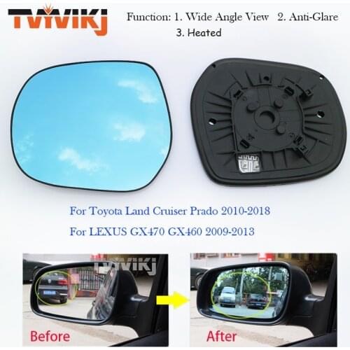 TVYVIKJ Side Rearview Mirror Blue Glass Lens For Toyota LAND CRUISER PRADO LEXUS GX460 Wide Angle View anti glare Blind Spot