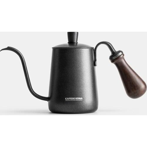 CAFEDE KONA Pour-over Kettle For Coffee And Tea 12 oz/360ml Rosewood handle Stainless Steel Gooseneck Specialty Kettle LongSpout