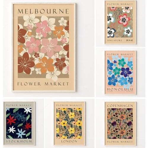 Flower Market Singapore Exhibition High Quality Print | Flower Market Boho Printable Poster | Modern minimalist Oriental Flower