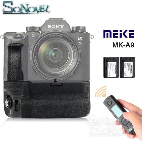 Meike MK-A9 PRO Battery Grip Holder + 2.4GHz Remote Controller + 2x NP-FZ100 Battery for Sony A9 A7RIII A7III A7 III Camera