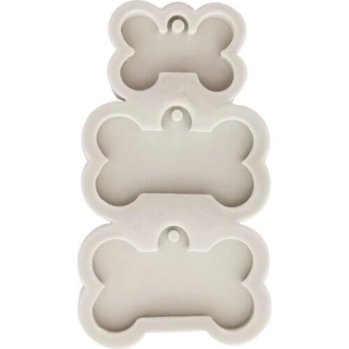 DIY Dog Tag Bone Shaped Keychain Casting Silicone Mould Crafts Key Chain Pendant Making Tools Crystal Epoxy Resin Mold