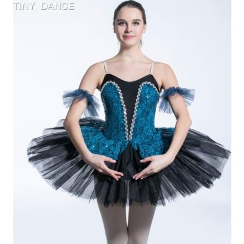 Blue Sequin Lace Bodice with Black Tutu Child and Adult Ballet Dance Tutu Costume Ballerina Dancing Dress 11 Sizes 19502