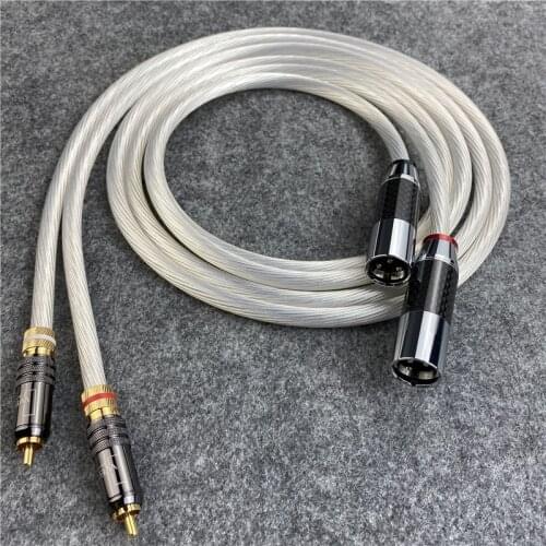 Hi-end HIFI Audio Line 5N OCC Crystal Silver RCA To XLR Male & Female Cable Carbon Fiber Plug