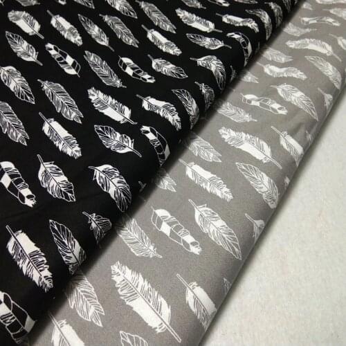 Brand New Grey Black White Feather Printed Cotton Fabric 50x105cm Fabric Patchwork for Cloth Dress Party Home Decoration