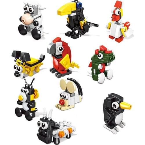 DIY Building Blocks Cartoon Cute Animal Accessories Compatible with Small Particles Block Bricks Toys for Children Kids Gifts