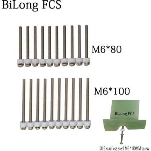 80pcs Windsurfing fins 316 stainless steel M6 screw 80mm or 100mm Fixed installation for Power Tuttle Deep Tuttle trim fin box