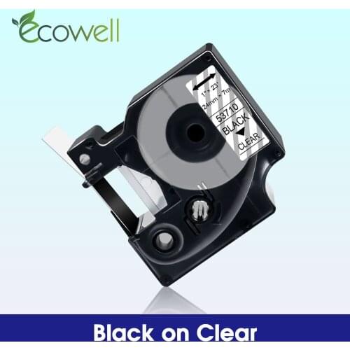 Ecowell 53710 24mm*7m printer ribbon Compatible for Dymo d1 label tape Black on Clear for Dymo LabelManager PnP Wireless 500TS