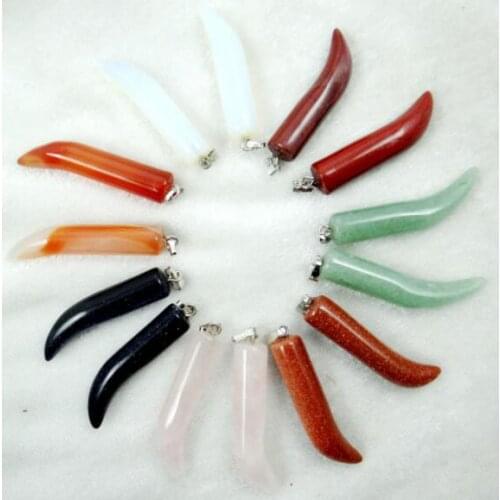 Natural stone Quartz Crystal Turquoises tiger eye Small pepper Charms pendants for diy jewelry making necklace Accessories2pcs