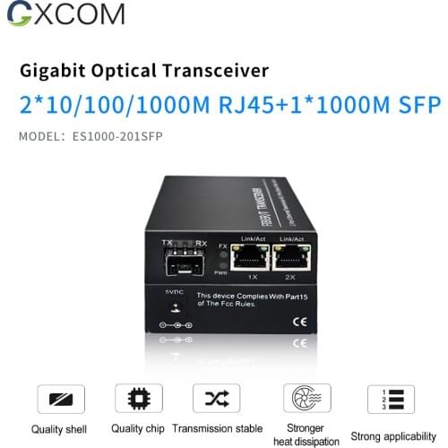Gigabit 1 SFP 2 RJ45 Ethernet Media Converter with SFP Fiber Port. 10/100/1000Mbps SFP Media Converter/Fiber Transceiver