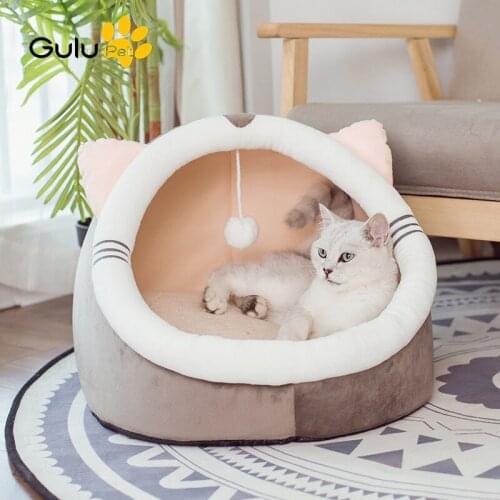 Cute Warm Cat Bed House Bed for Puppy Windproof Pet Puppy Washable House Sofa for Winter