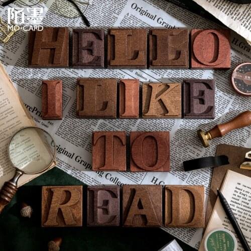 Kawaii Retro Letter Stamps For Scrapbooking Wodden Rubber Stamp Seal Card School Office Supplies Bullet Journal sl2838