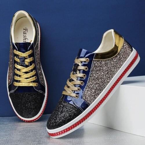 2020 Trend Men Casual Sneakers Shoes Original Glitter Shoes Male Luxury Brand Sequined Shoes New Arrivals zapatillas de hombre