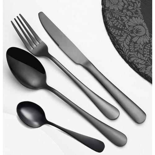 Black Cutlery Set 24 Pcs Stainless Steel Golden Cutlery Set Full Tableware Fork Spoon Knife Western Dinnerware Set Complete